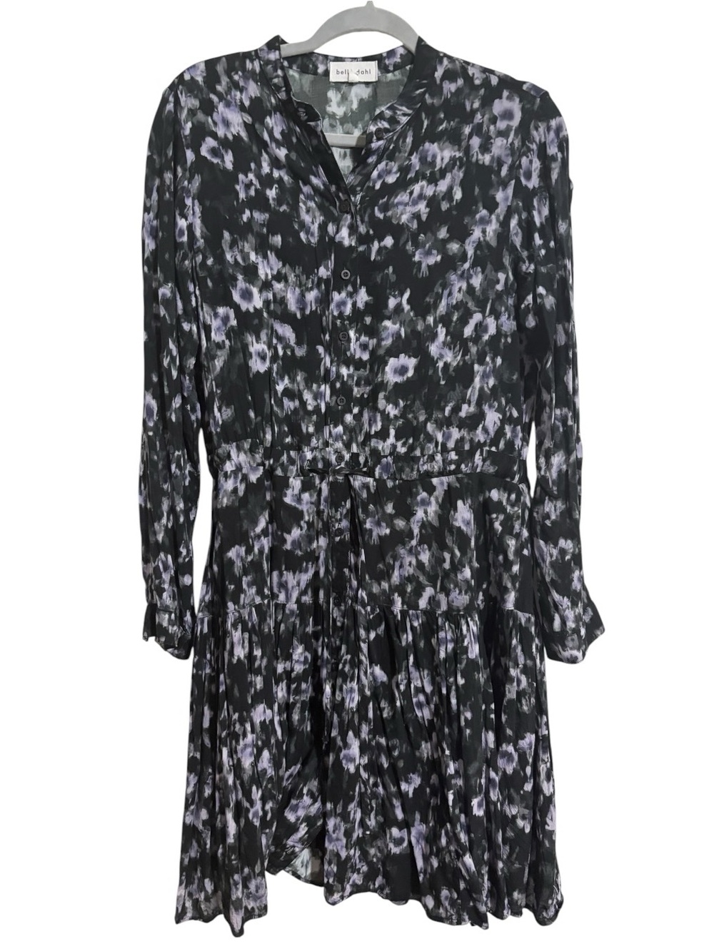 Bella Dahl Black & Lilac Floral Tiered Long-Sleeve Dress